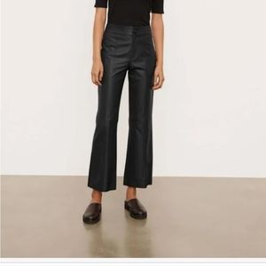 BNWT VINCE BUTTERY SOFT BLACK LEATHER CROP FLARE PANTS SOLD OUT SZ 2 AUTHENTIC